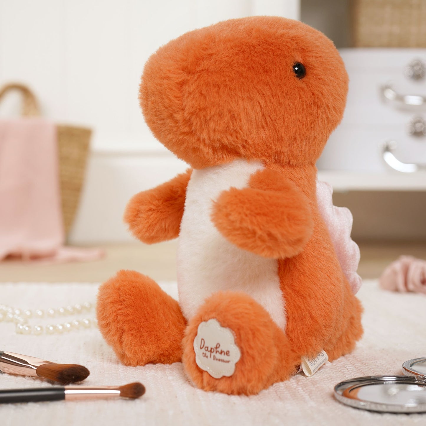 Daphne The Plush Sitting Orange Dinosaur 21cm
