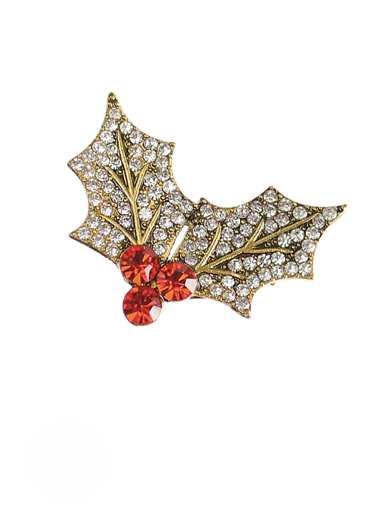Holly Christmas Brooch