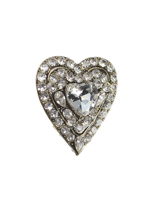 Crystal Heart Brooch