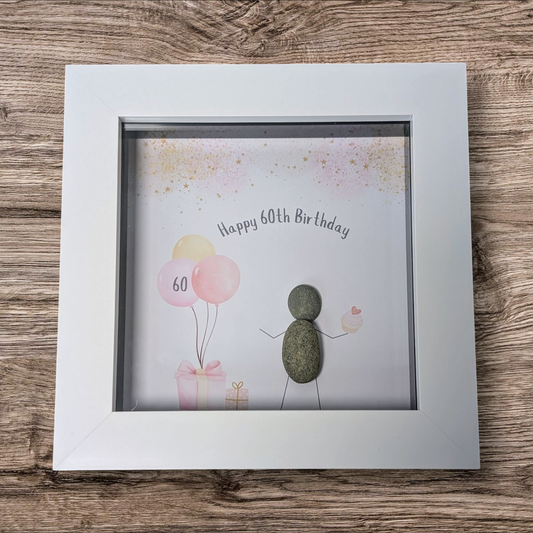Happy 60th Birthday Pebble Art Frame