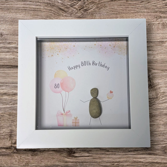 Happy 80th Birthday Pebble Art Frame