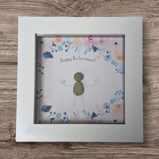 Happy Retirement Pebble Art Frame