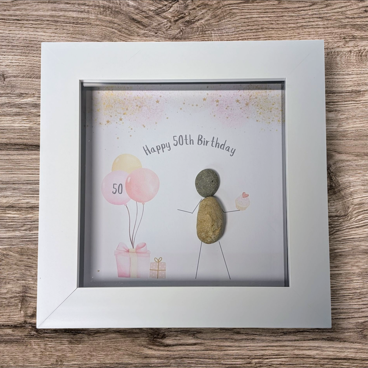 Happy 50th Birthday Pebble Art Frame