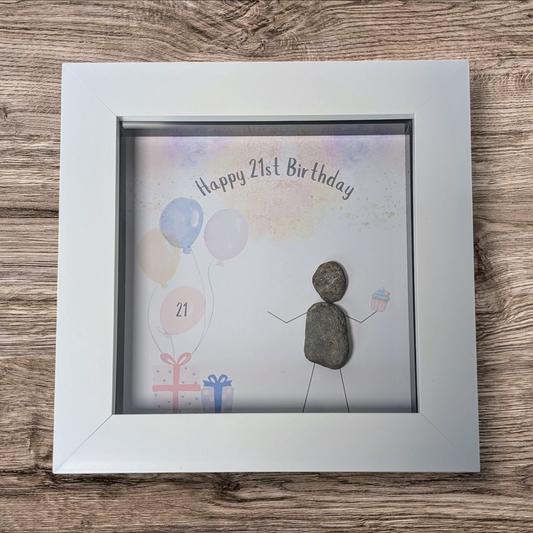 Happy 21st Birthday Pebble Art Frame