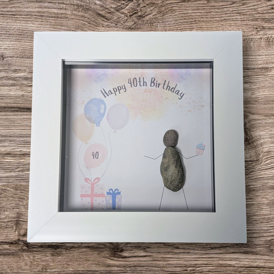 Happy 40th Birthday Pebble Art Frame