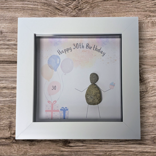 Happy 30th Birthday Pebble Art Frame