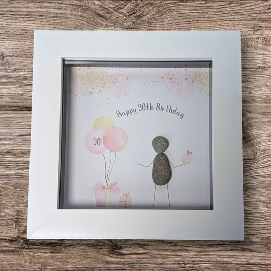 Happy 90th Birthday Pebble Art Frame
