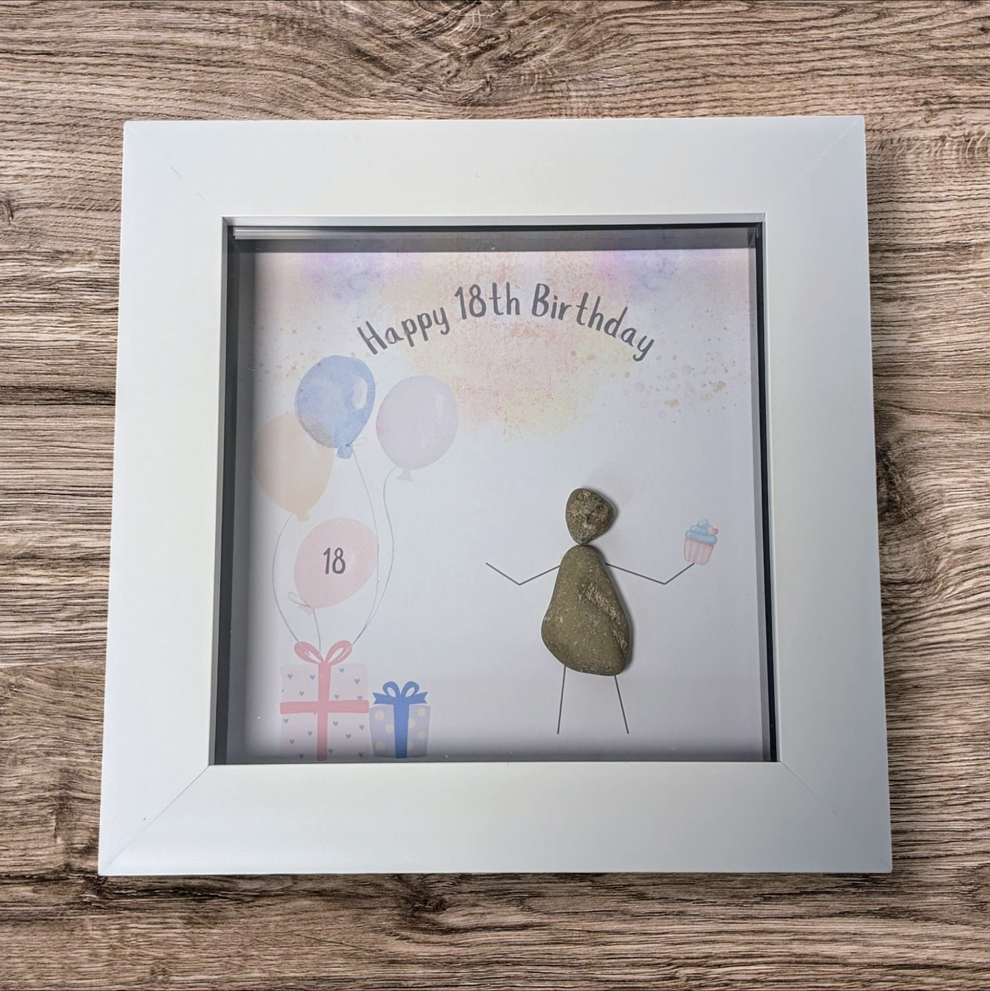 Happy 18th Birthday Pebble Art Frame